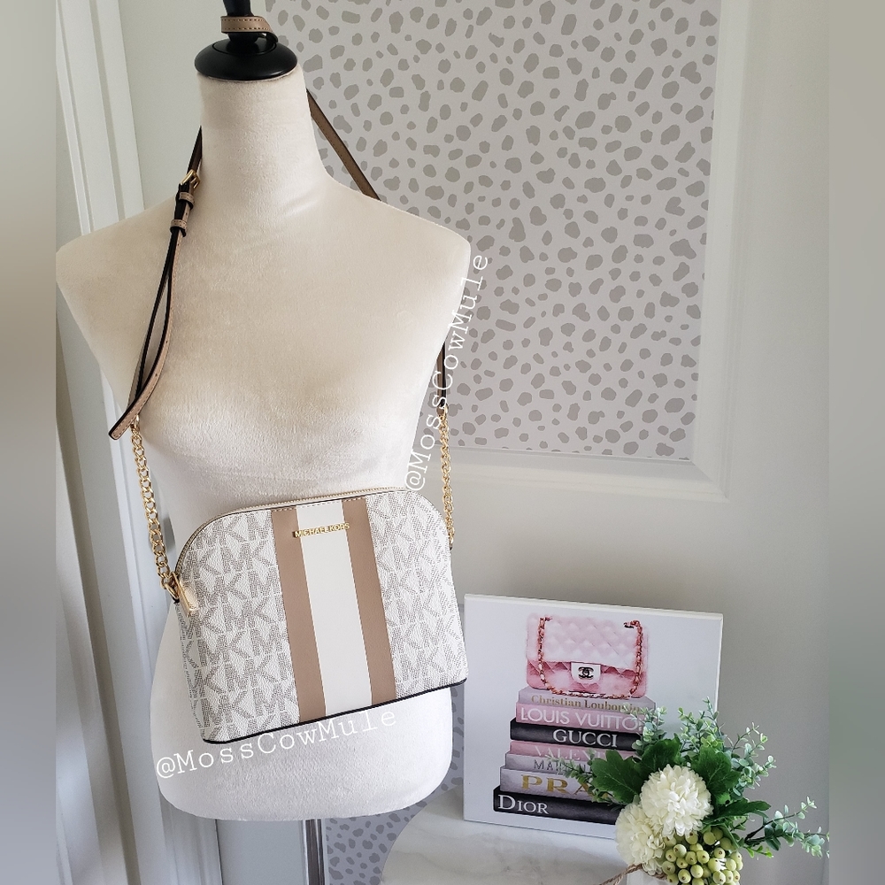 *SOLD* Authentic Michael Kors Cindy Stripe Dome Crossbody